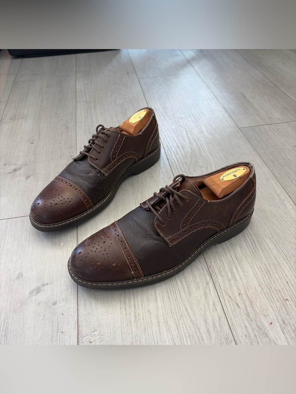 G.H. Bass & Co. Brown Leather Cap-Toe Derby Shoes